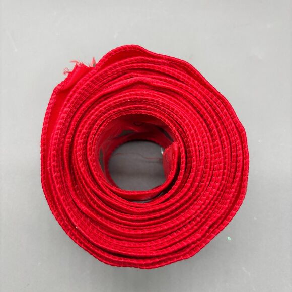 Vintage Wired Satin Christmas Ribbon 80s Folk Art Red Hearts Trees Print 5+ Yds - Picture 6 of 9